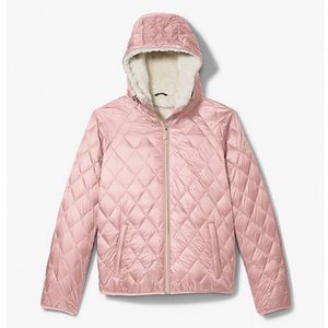 NWT MK Pink Lightweight Quilted Nylon Fully Lined Jacket w/Logo on Side Sleeve
